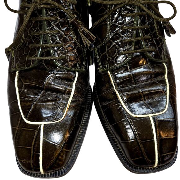 Marco Vicci 9 .5 Alligator True Ventage Men's Dress Shoe Rounded Toe 9 1/2 - Picture 1 of 9
